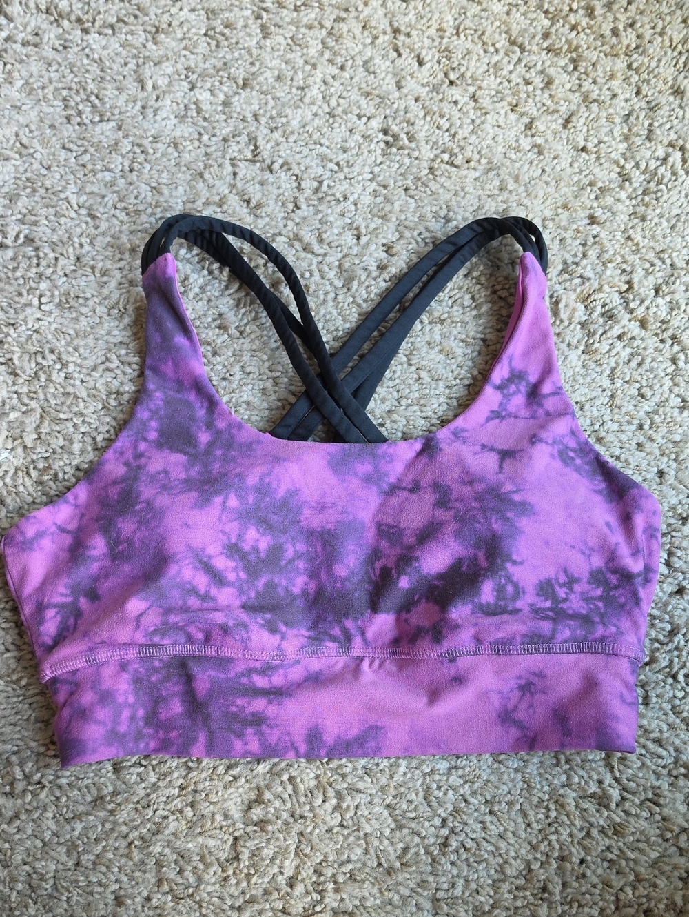 DSG Pink and Black Tie-Dye Crossback Sports Bra